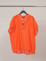 Blouse en voile de coton froncé manches courtes DB15162