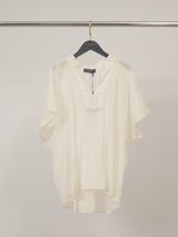 Blouse en voile de coton froncé manches courtes DB15162
