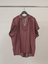 Blouse en voile de coton froncé manches courtes DB15162