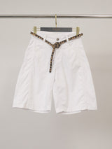 Bermuda ample en coton stretch à ceinture imprimée CVA826152