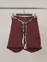 Short ceinturé en coton stretch à poches plaquées CVA825788