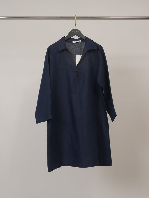 Robe tunique lin-coton col chemise MJ95038