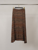 Jupe évasée en viscose satinée à imprimé brossé TDM31919-22