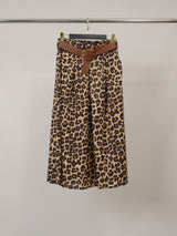 Jupe midi en coton stretch imprimé léopard TDM52123-28