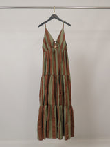 Robe longue en coton rayé, bretelles et col V TDM65325-2