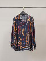 Chemise satinée imprimé équestre KD9721VS-41