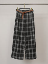 Pantalon large à carreaux ceinturé – TDM78223-16