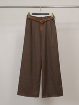 Pantalon large à carreaux ceinturé – TDM78223-17