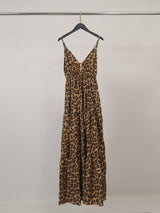 Robe longue en coton imprimé léopard, col V TDM65325-5