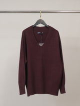 Pull col V côtelé YF570715