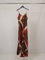 Robe longue satinée à bretelles, imprimé chaînes KD7505VS-28