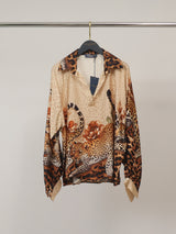 Blouse satinée fluide à motif léopard KD7365VS-46