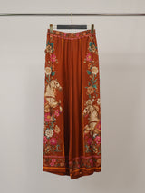 Pantalon large satiné imprimé cheval fleuri KD9099VS-21