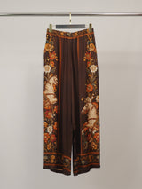 Pantalon large satiné imprimé cheval fleuri KD9099VS-21