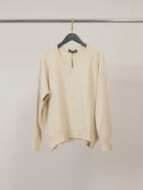 Pull ample col V en maille souple à bords côtelés – DSY9753