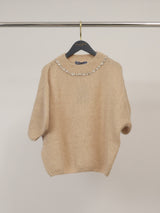 Pull en mohair col rond orné de strass – MCL24123