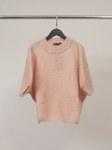 Pull en mohair col rond orné de strass – MCL24123