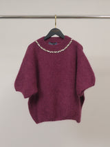 Pull en mohair col rond orné de strass – MCL24123