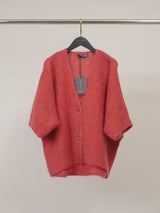 Gilet ample en mohair à manches courtes, boutons dorés – MCL23059