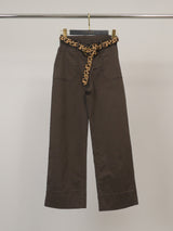 Pantalon large en coton stretch, ceinture léopard – CVA826301