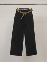 Pantalon large en coton stretch, ceinture léopard – CVA826301