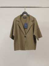 Veste en maille ample à revers et manches courtes HY26039