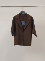 Veste en maille ample à revers et manches courtes HY26039