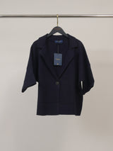 Veste en maille ample à revers et manches courtes HY26039