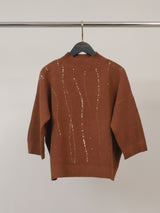 Pull col montant à détails pailletés, manches 3/4 – DSY9736