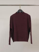 Pull en maille ample à col montant, manches ornées DSY9774