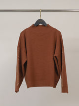 Pull en maille ample à col montant, manches ornées DSY9774