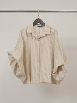 Chemise oversize en coton rayé, manches ballon — TDM38726-11