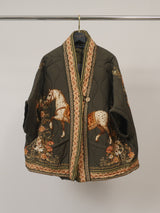 Veste matelassée à imprimé cheval fleuri — KD88028-21