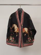 Veste matelassée à imprimé cheval fleuri — KD88028-21