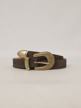 Ceinture en cuir daim velouté à boucle métallique – BK0163-2