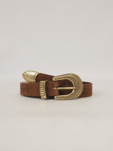 Ceinture en cuir daim velouté à boucle métallique – BK0163-2