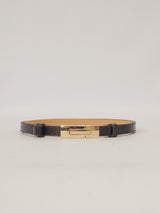 Ceinture fine en cuir à boucle graphique ajustable – BK0152