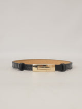 Ceinture fine en cuir à boucle graphique ajustable – BK0152