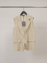 Gilet sans manches en lin, col tailleur — TDM51925L