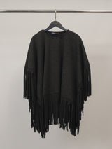 Poncho ample en maille à longues franges – MF56721