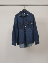 Chemise en jean ample à boutons décoratifs – CVA226107JC