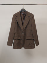 Veste blazer structurée à carreaux – THS55320PO1