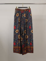 Pantalon large satiné à imprimé floral bohème – KD7789VS-48