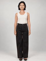 Pantalon large effet denim imprimé léopard – PF5421