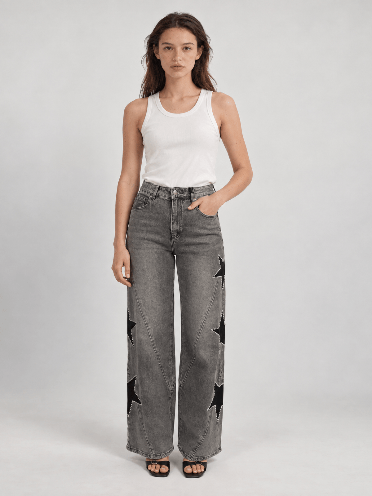 Jean large à étoiles strass – PF5432