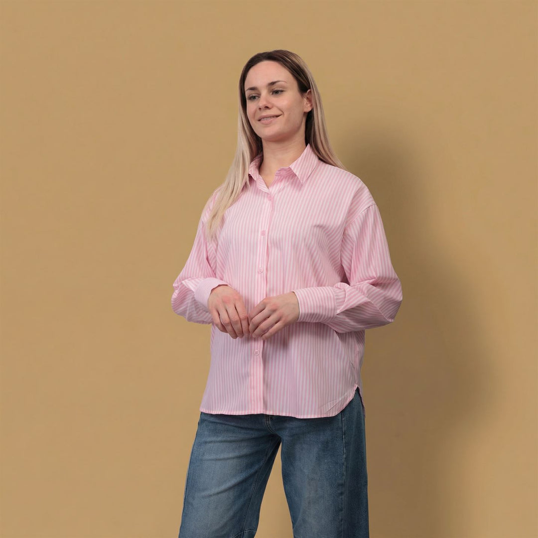 Oversized striped shirt with back print SSC81326