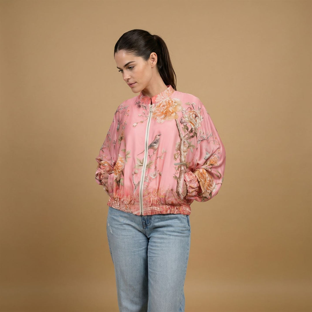 Veste satinée imprimée fleurs KD8772VS-11