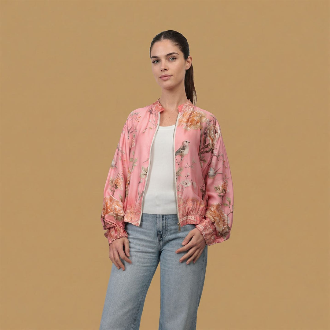 Veste satinée imprimée fleurs KD8772VS-11