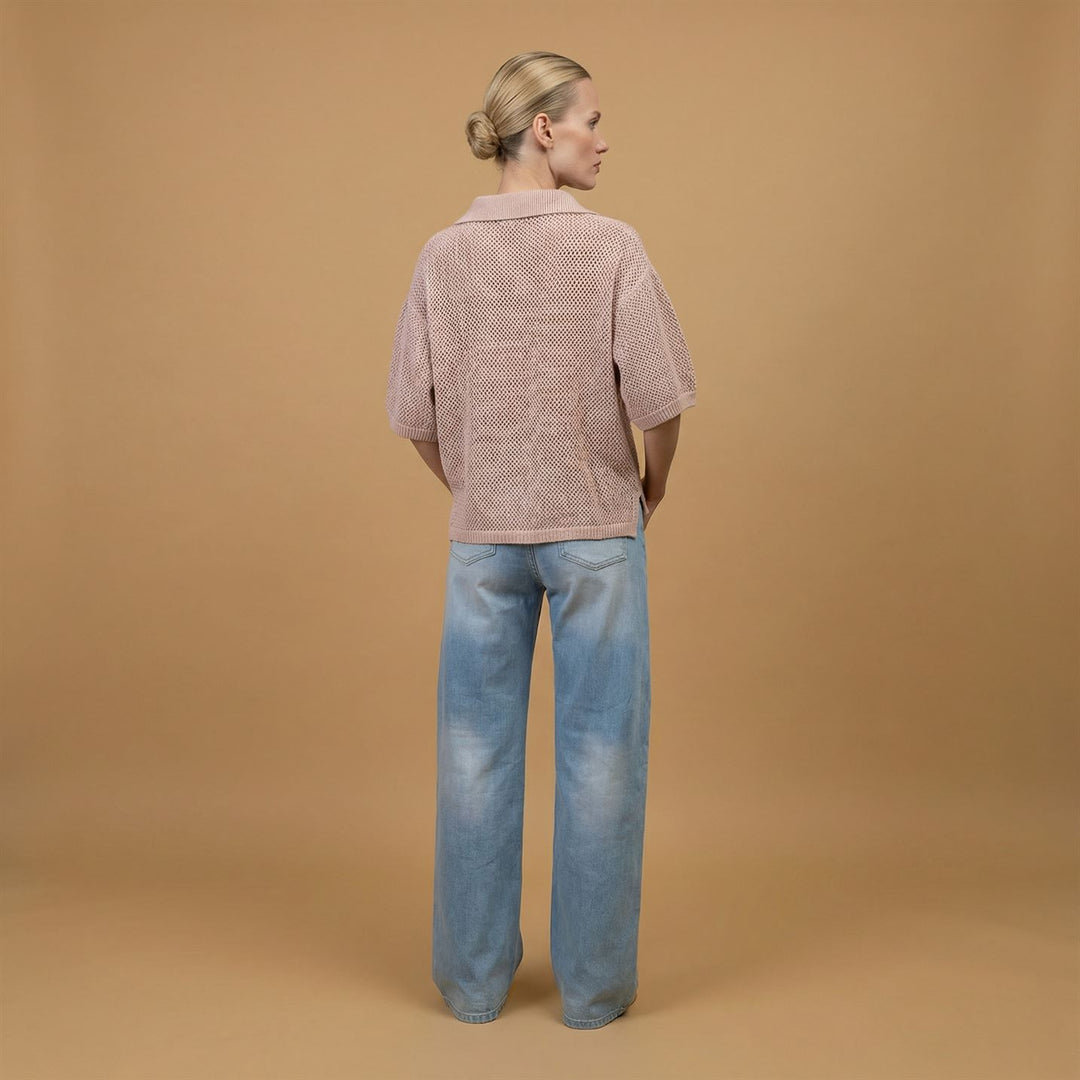 Pull col ouvert maille texturée ca10115