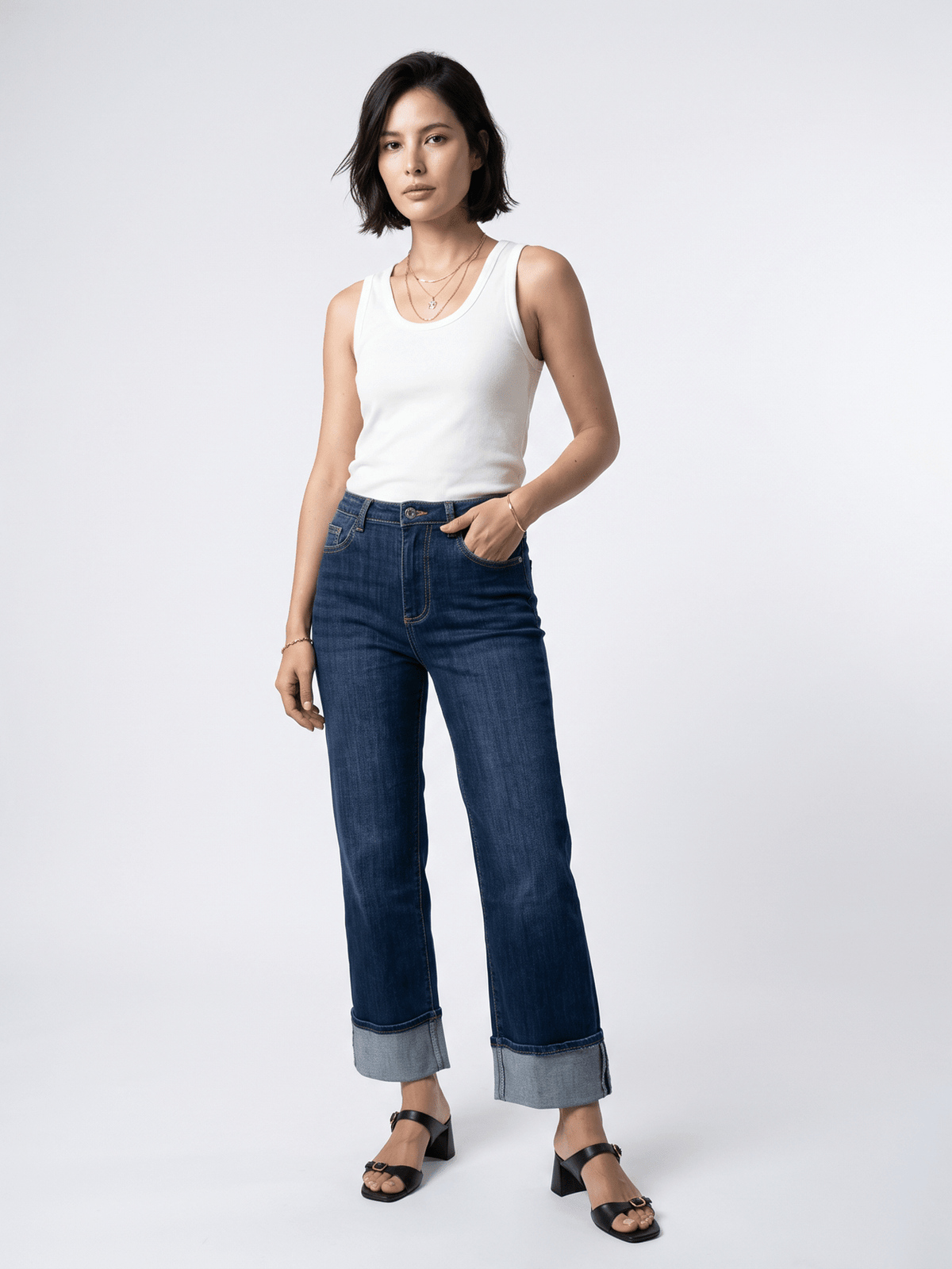 Jean taille haute à revers – SD1364-1